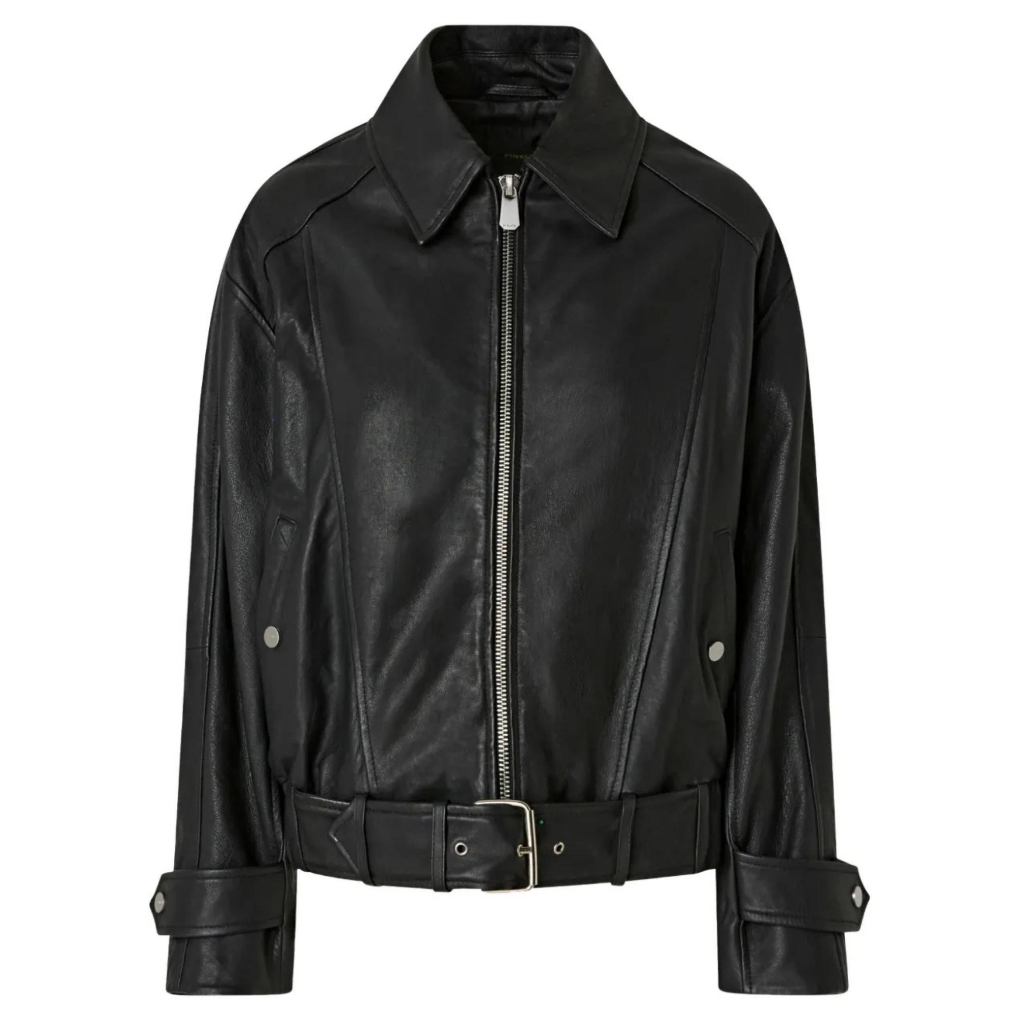 Odinė striukė moterims, Juoda, Guanciale jacket