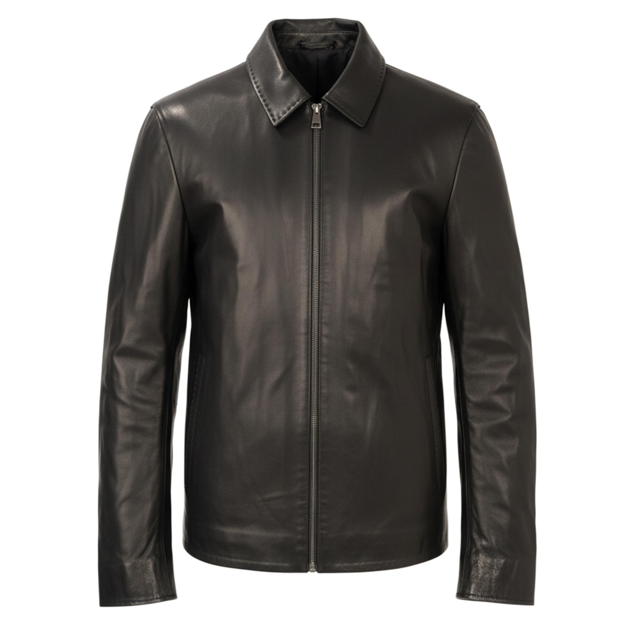 Odinė striukė vyrams, Juoda, Leather jacket, smr6047-25201